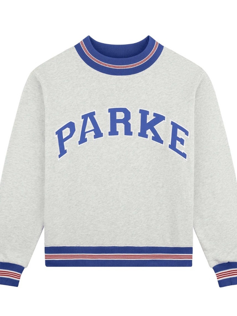 PARKE Grey Crewneck Sweatshirt with Blue Lettering